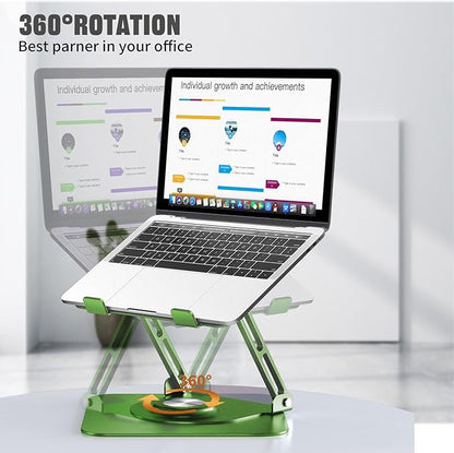 JOYEKY Laptop Stand for Desk, Adjustable Computer Stand with 360° Rotating Base, Ergonomic Laptop Riser for Collaborative Work, Foldable & Portable Laptop Stand, fits for All 10 - 16" Laptops (Green) | Stands - TrueDesk