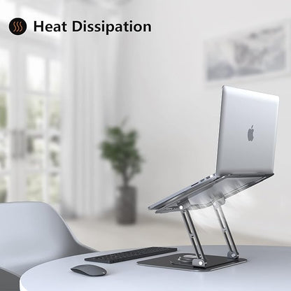 JOYEKY Laptop Stand for Desk, Adjustable Computer Stand with 360° Rotating Base, Ergonomic Laptop Riser for Collaborative Work, Foldable & Portable Laptop Stand, fits for All 10 - 16" Laptops (Grey) | Stands - TrueDesk