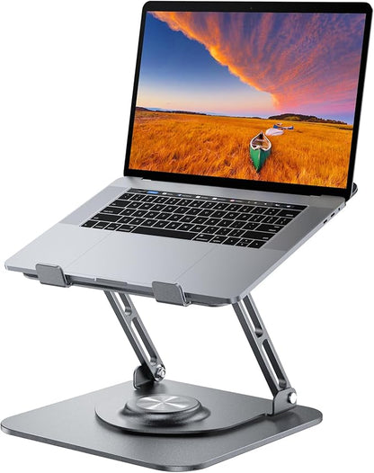 JOYEKY Laptop Stand for Desk, Adjustable Computer Stand with 360° Rotating Base, Ergonomic Laptop Riser for Collaborative Work, Foldable & Portable Laptop Stand, fits for All 10 - 16" Laptops (Grey) | Stands - TrueDesk