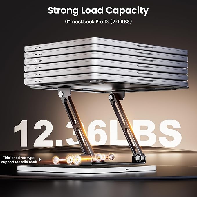JOYEKY RGB Laptop Stand for Desk, Adjustable Ergonomic Laptop Riser with 360° Rotating Base, Foldable & Portable Computer Stand, Suitable for All 10 - 16” Laptops | Stands - TrueDesk