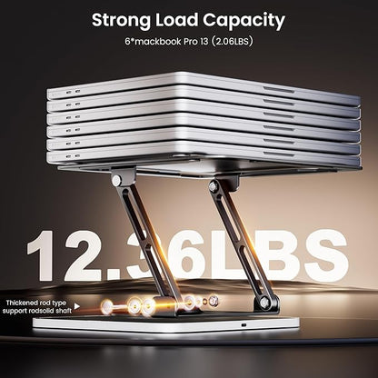 JOYEKY RGB Laptop Stand for Desk, Adjustable Ergonomic Laptop Riser with 360° Rotating Base, Foldable & Portable Computer Stand, Suitable for All 10 - 16” Laptops | Stands - TrueDesk