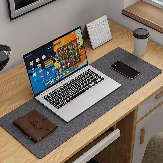 K KNODEL Felt Desk Mat, Large Desk Pad Protector, Office Computer Desk Mat for Keyboard, Non - Slip Mouse Pad (Dark Gray, 31.5"x11.8") | Desk Pads Blotters - TrueDesk