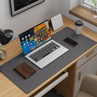 K KNODEL Felt Desk Mat, Large Desk Pad Protector, Office Computer Desk Mat for Keyboard, Non - Slip Mouse Pad (Dark Gray, 35.4"x15.7") | Desk Pads Blotters - TrueDesk