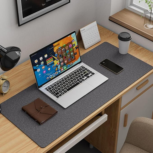 K KNODEL Felt Desk Mat, Large Desk Pad Protector, Office Computer Desk Mat for Keyboard, Non - Slip Mouse Pad (Dark Gray, 35.4"x15.7") | Desk Pads Blotters - TrueDesk