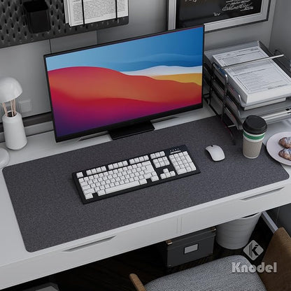K KNODEL Felt Desk Mat, Large Desk Pad Protector, Office Computer Desk Mat for Keyboard, Non - Slip Mouse Pad (Dark Gray, 35.4"x15.7") | Desk Pads Blotters - TrueDesk