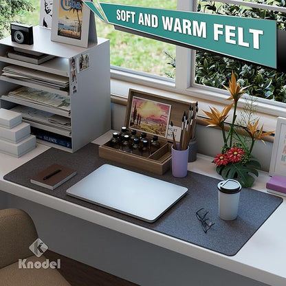 K KNODEL Felt Desk Mat, Large Desk Pad Protector, Office Computer Desk Mat for Keyboard, Non - Slip Mouse Pad (Dark Gray, 35.4"x15.7") | Desk Pads Blotters - TrueDesk