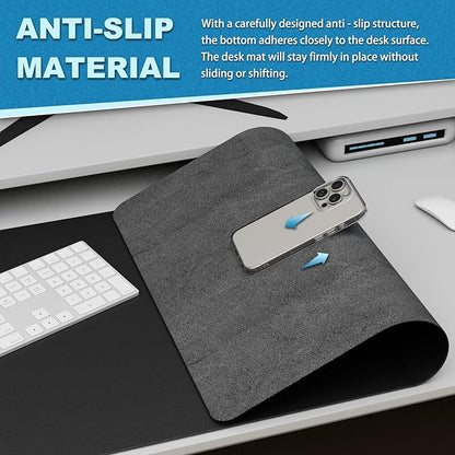 K KNODEL Leather Desk Pad Protector, Office Desk Mat, Large PVC Leather Desk Blotter, Non - Slip Mouse Pad (Black, 17" x 35.4") | Desk Pads Blotters - TrueDesk