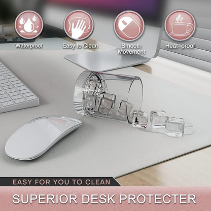 K KNODEL Leather Desk Pad Protector, Office Desk Mat, Large PVC Leather Desk Blotter, Non - Slip Mouse Pad (White, 15.7" x 31.5") | Desk Pads Blotters - TrueDesk