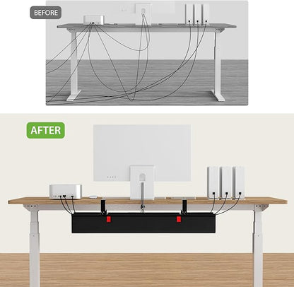 KEEGH Large 36" Under Desk Cable Management Tray - Under Desk Cord Organizer - Clamp/Screw Mount - Support Upto 70lbs - Fabric Wire Management - Gaming/PC Cable Raceways - Cord Hiders for Office/Home | Cable Raceways - TrueDesk