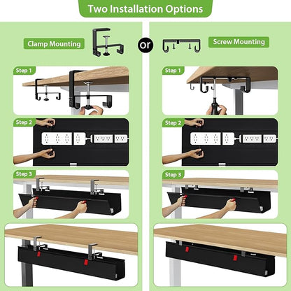 KEEGH Large 36" Under Desk Cable Management Tray - Under Desk Cord Organizer - Clamp/Screw Mount - Support Upto 70lbs - Fabric Wire Management - Gaming/PC Cable Raceways - Cord Hiders for Office/Home | Cable Raceways - TrueDesk
