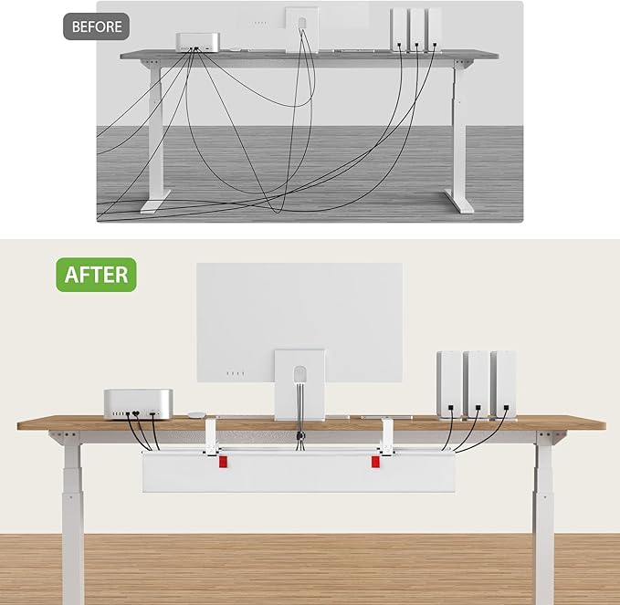 KEEGH Large 36" Under Desk Cable Management Tray - Under Desk Cord Organizer - Clamp/Screw Mount - Support Upto 70lbs - Wire Management - Gaming/PC Cable Tray - Cord Hiders for Office/Home, White | Cable Raceways - TrueDesk