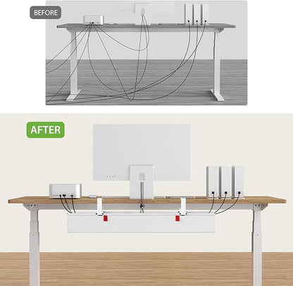 KEEGH Large 36" Under Desk Cable Management Tray - Under Desk Cord Organizer - Clamp/Screw Mount - Support Upto 70lbs - Wire Management - Gaming/PC Cable Tray - Cord Hiders for Office/Home, White | Cable Raceways - TrueDesk