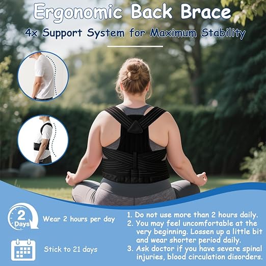 King Mills Posture Corrector for Women Plus Size, Adjustable Back Brace Plus Size Posture Corrector for Big & Tall, Shoulder Straightener with Cushioned Shoulder Pads for Lumbar, Spine, 3XL | Back Braces - TrueDesk