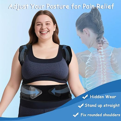 King Mills Posture Corrector for Women Plus Size, Adjustable Back Brace Plus Size Posture Corrector for Big & Tall, Shoulder Straightener with Cushioned Shoulder Pads for Lumbar, Spine, 3XL | Back Braces - TrueDesk