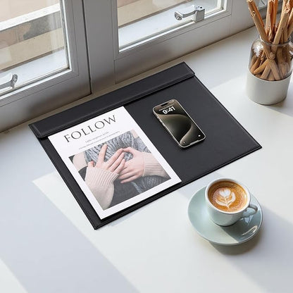 KINGFOM 18''x14'' Large Rectangle A3 Desk Writing & Drawing Desk Pad &Board Table Protector Mat with Paper Clip on Top Black | Desk Pads Blotters - TrueDesk