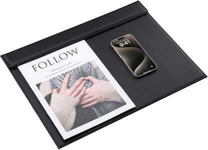 KINGFOM 18''x14'' Large Rectangle A3 Desk Writing & Drawing Desk Pad &Board Table Protector Mat with Paper Clip on Top Black | Desk Pads Blotters - TrueDesk