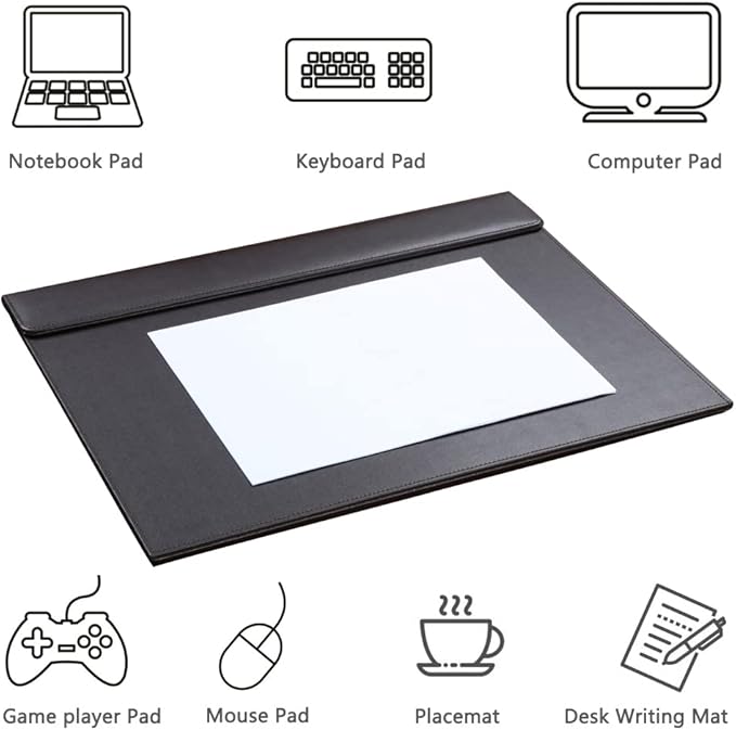 KINGFOM 18''x14'' Large Rectangle A3 Desk Writing & Drawing Desk Pad &Board Table Protector Mat with Paper Clip on Top Black | Desk Pads Blotters - TrueDesk