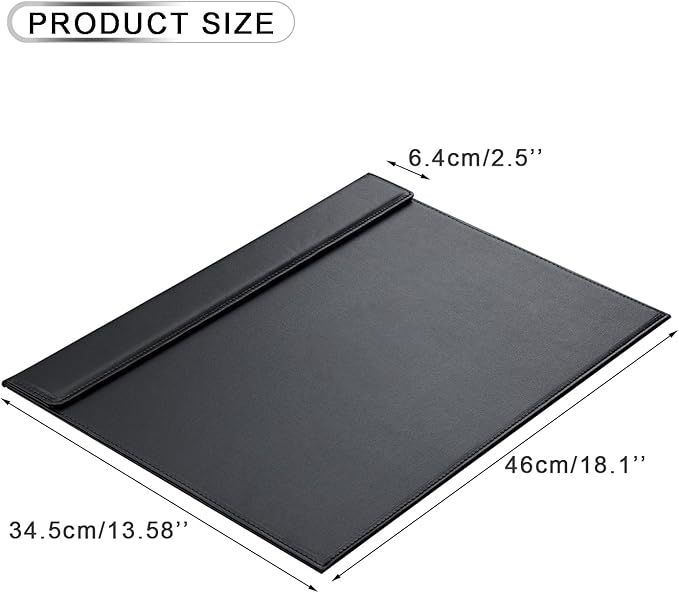 KINGFOM 18''x14'' Large Rectangle A3 Desk Writing & Drawing Desk Pad &Board Table Protector Mat with Paper Clip on Top Black | Desk Pads Blotters - TrueDesk