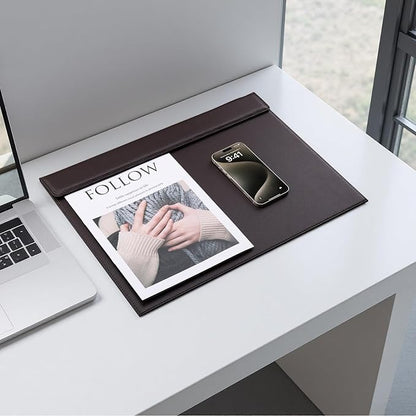 KINGFOM 18''x14'' Large Rectangle A3 Desk Writing & Drawing Desk Pad &Board Table Protector Mat with Paper Clip on Top Brown | Desk Pads Blotters - TrueDesk