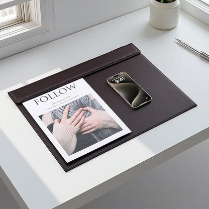 KINGFOM 18''x14'' Large Rectangle A3 Desk Writing & Drawing Desk Pad &Board Table Protector Mat with Paper Clip on Top Brown | Desk Pads Blotters - TrueDesk