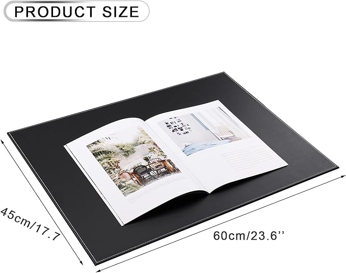 KINGFOM Desk Pad & Mat 24" x 18" Protector Large Mouse Pad PU Leather for Desktops and Laptops (Black) | Desk Pads Blotters - TrueDesk