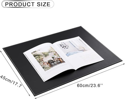 KINGFOM Desk Pad & Mat 24" x 18" Protector Large Mouse Pad PU Leather for Desktops and Laptops (Black) | Desk Pads Blotters - TrueDesk