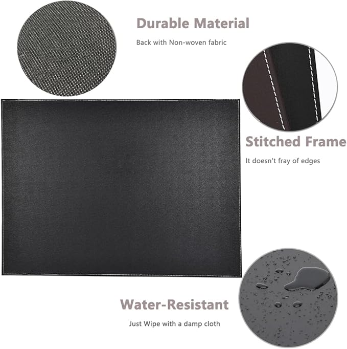 KINGFOM Desk Pad & Mat 24" x 18" Protector Large Mouse Pad PU Leather for Desktops and Laptops (Black) | Desk Pads Blotters - TrueDesk