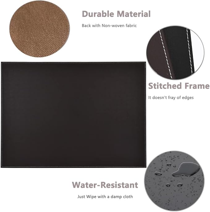 KINGFOM Desk Pad & Mat 24" x 18" Protector Large Mouse Pad PU Leather for Desktops and Laptops (Brown) | Desk Pads Blotters - TrueDesk