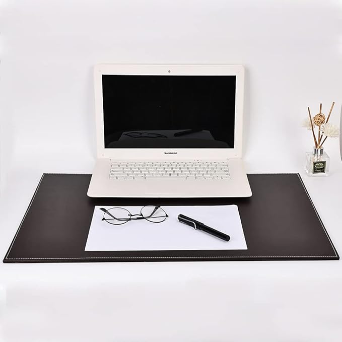 KINGFOM Desk Pad & Mat 24" x 18" Protector Large Mouse Pad PU Leather for Desktops and Laptops (Brown) | Desk Pads Blotters - TrueDesk