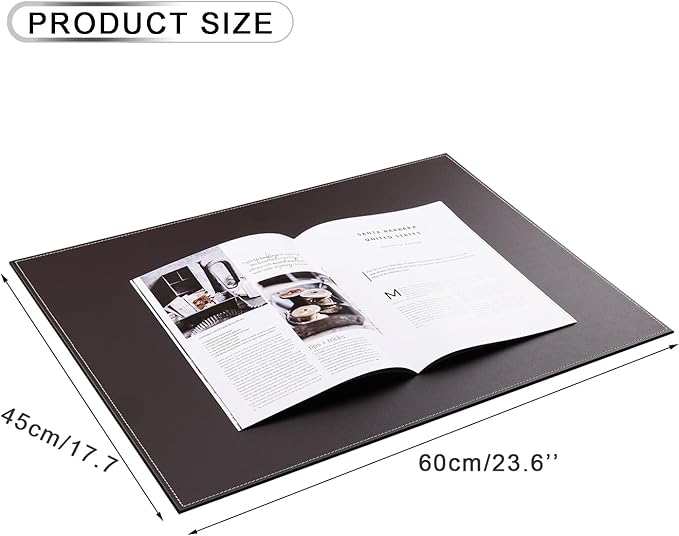 KINGFOM Desk Pad & Mat 24" x 18" Protector Large Mouse Pad PU Leather for Desktops and Laptops (Brown) | Desk Pads Blotters - TrueDesk
