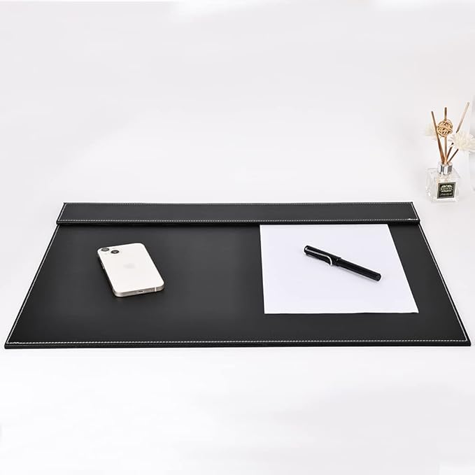 KINGFOM Ultra - Smooth PU Leather Desk Pad & Mat Office Desk Drawing & Writing Board A3/ A4 File Paper Clip Table Protector Mat on Top Large 24''x18'' (Black) | Desk Pads Blotters - TrueDesk