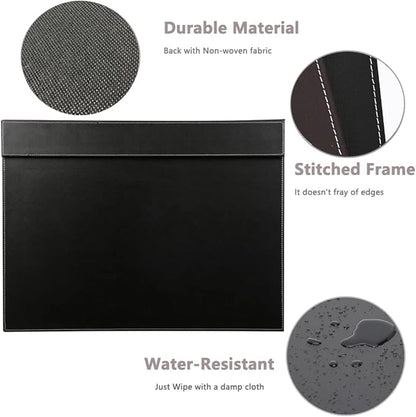 KINGFOM Ultra - Smooth PU Leather Desk Pad & Mat Office Desk Drawing & Writing Board A3/ A4 File Paper Clip Table Protector Mat on Top Large 24''x18'' (Black) | Desk Pads Blotters - TrueDesk