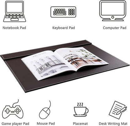 KINGFOM Ultra - Smooth PU Leather Desk Pad & Mat Office Desk Drawing & Writing Board A3/ A4 File Paper Clip Table Protector Mat on Top Large 24''x18'' (Brown) | Desk Pads Blotters - TrueDesk