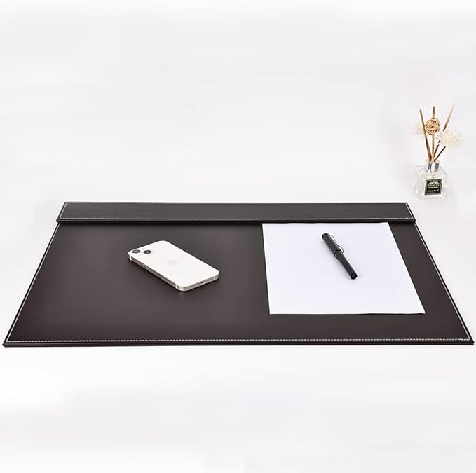 KINGFOM Ultra - Smooth PU Leather Desk Pad & Mat Office Desk Drawing & Writing Board A3/ A4 File Paper Clip Table Protector Mat on Top Large 24''x18'' (Brown) | Desk Pads Blotters - TrueDesk
