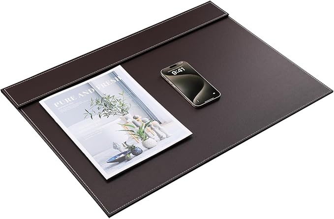 KINGFOM Ultra - Smooth PU Leather Desk Pad & Mat Office Desk Drawing & Writing Board A3/ A4 File Paper Clip Table Protector Mat on Top Large 24''x18'' (Brown) | Desk Pads Blotters - TrueDesk