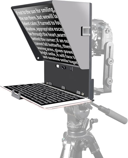 KIPYE 12inch Teleprompter, Prompter with Remote Control and app for 12" Tablets with Optical Glass Supports Webcam Wide Angle Camera Lens Studio DSLR Phone Camera Make Videos | Teleprompters - TrueDesk