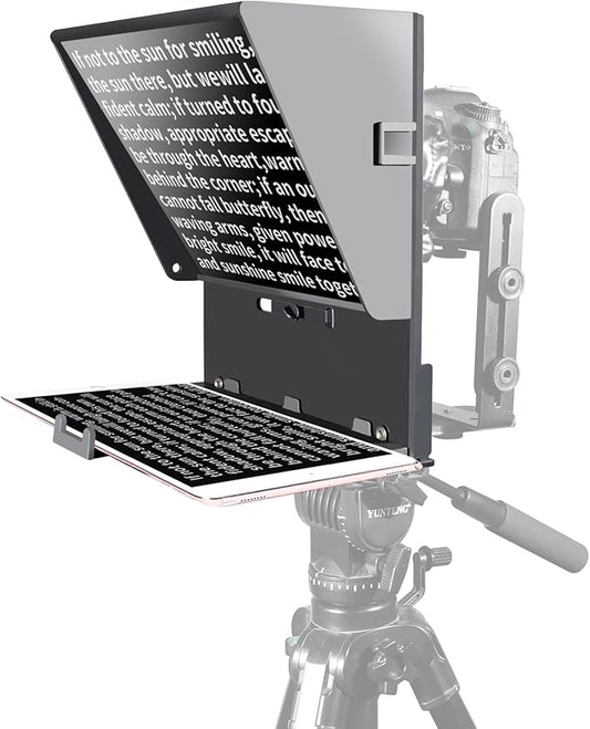 KIPYE 12inch Teleprompter, Prompter with Remote Control and app for 12" Tablets with Optical Glass Supports Webcam Wide Angle Camera Lens Studio DSLR Phone Camera Make Videos | Teleprompters - TrueDesk