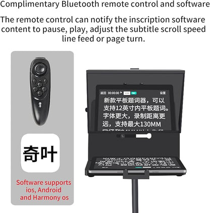KIPYE 12inch Teleprompter, Prompter with Remote Control and app for 12" Tablets with Optical Glass Supports Webcam Wide Angle Camera Lens Studio DSLR Phone Camera Make Videos | Teleprompters - TrueDesk