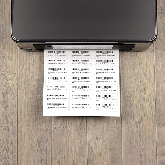 KKBESTPACK 30 Up Shipping Address Labels – 1” x 2 - 5/8” Self - Adhesive Barcode FNSKU Stickers for Inkjet and Laser Printer (500 Sheets / 15000 Labels) | Laser Inkjet Printer Labels - TrueDesk