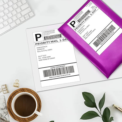 KKBESTPACK Half Sheet Shipping Labels for Laser and Inkjet Printers – 2 Per Page Self Adhesive Mailing Labels for Packages – White 8.5 x 5.5 Postage Labels for Shipping Boxes (500 Labels) (KK2LP) | Laser Inkjet Printer Labels - TrueDesk