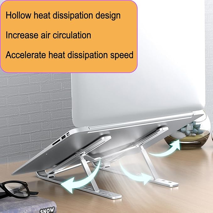KLAQQED Portable Aluminum Laptop & Phone Stand, Adjustable, Foldable, Ergonomic, for MacBook, iPad, Tablets & Smartphones, Office Desk Accessories | Stands - TrueDesk