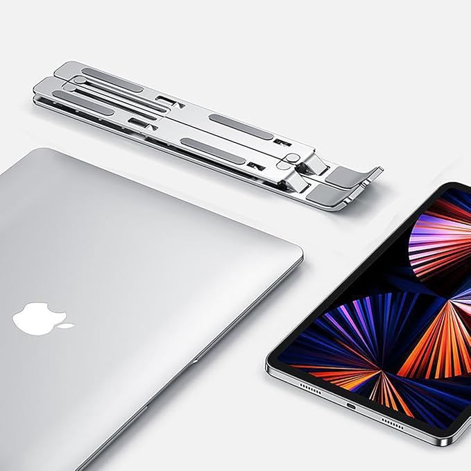 KLAQQED Portable Aluminum Laptop & Phone Stand, Adjustable, Foldable, Ergonomic, for MacBook, iPad, Tablets & Smartphones, Office Desk Accessories | Stands - TrueDesk