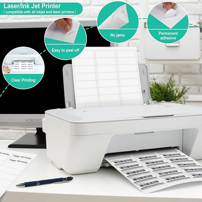L LIKED Printable Address Labels, 1" x 2 - 5/8", 3,000 Stickers, 30 per Sheet, Mailing Labels for Envelopes (100 Sheets) | Laser Inkjet Printer Labels - TrueDesk