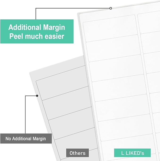 L LIKED Printable Address Labels, 1" x 2 - 5/8", 900 Labels, 30 per Sheet, Mailing Labels for Envelopes (30 Sheets) | Laser Inkjet Printer Labels - TrueDesk