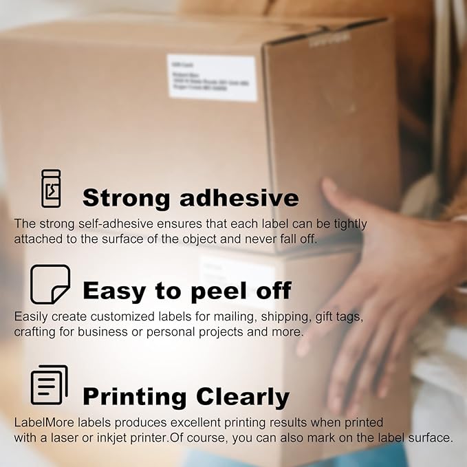 LabelMore 10 up Labels 2'' x 4" Shipping Address Labels for Laser and Inkjet Printers (2,000 Sheets, 20,000 Labels) | Laser Inkjet Printer Labels - TrueDesk