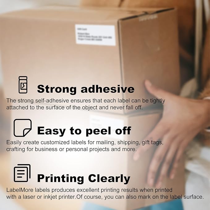 LabelMore 1000 2" x 4" Shipping Address Labels, Inkjet & Laser Compatible, Permanent Adhesive, 100 Sheets (10 Labels Each) | Laser Inkjet Printer Labels - TrueDesk