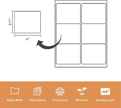 LabelMore 3 1/3 x 4 Labels - 6 Up Self Adhesive Shipping Labels - FBA Labels - 5000 Sheet/ 30000 Labels | Laser Inkjet Printer Labels - TrueDesk