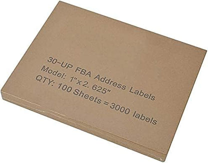 LabelMore 30 up Labels 1" X 2 - 5/8" Shipping Address FBA Label for Laser and Inkjet Printers (1,000 Sheets, 30,000 Labels) | Laser Inkjet Printer Labels - TrueDesk