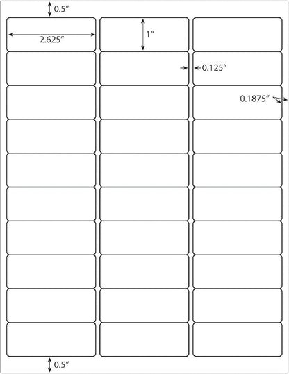 LabelMore 30 up Labels 1" X 2 - 5/8" Shipping Address FBA Label for Laser and Inkjet Printers (4000 Sheets / 120000 Labels) | Laser Inkjet Printer Labels - TrueDesk