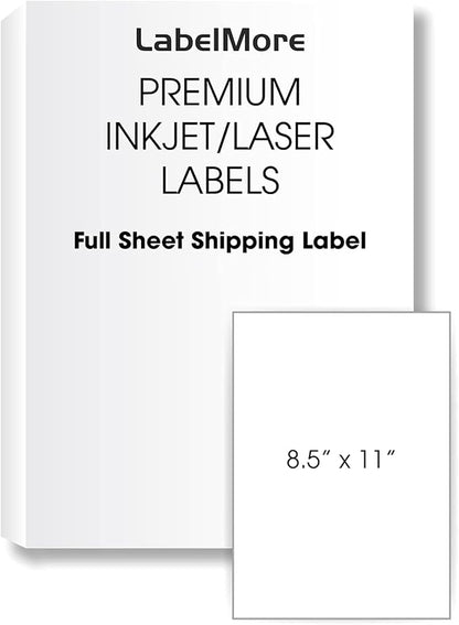 LabelMore 8.5 x 11 Full Sheet Sticker Label for Laser & Inkjet Printers, 2000 mailing Shipping Labels, White | Laser Inkjet Printer Labels - TrueDesk
